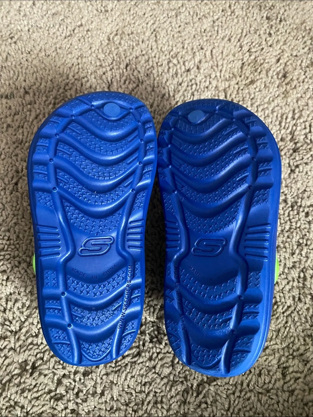 Skechers Blue Clog-Style Water Shoes with Neon Green Trim